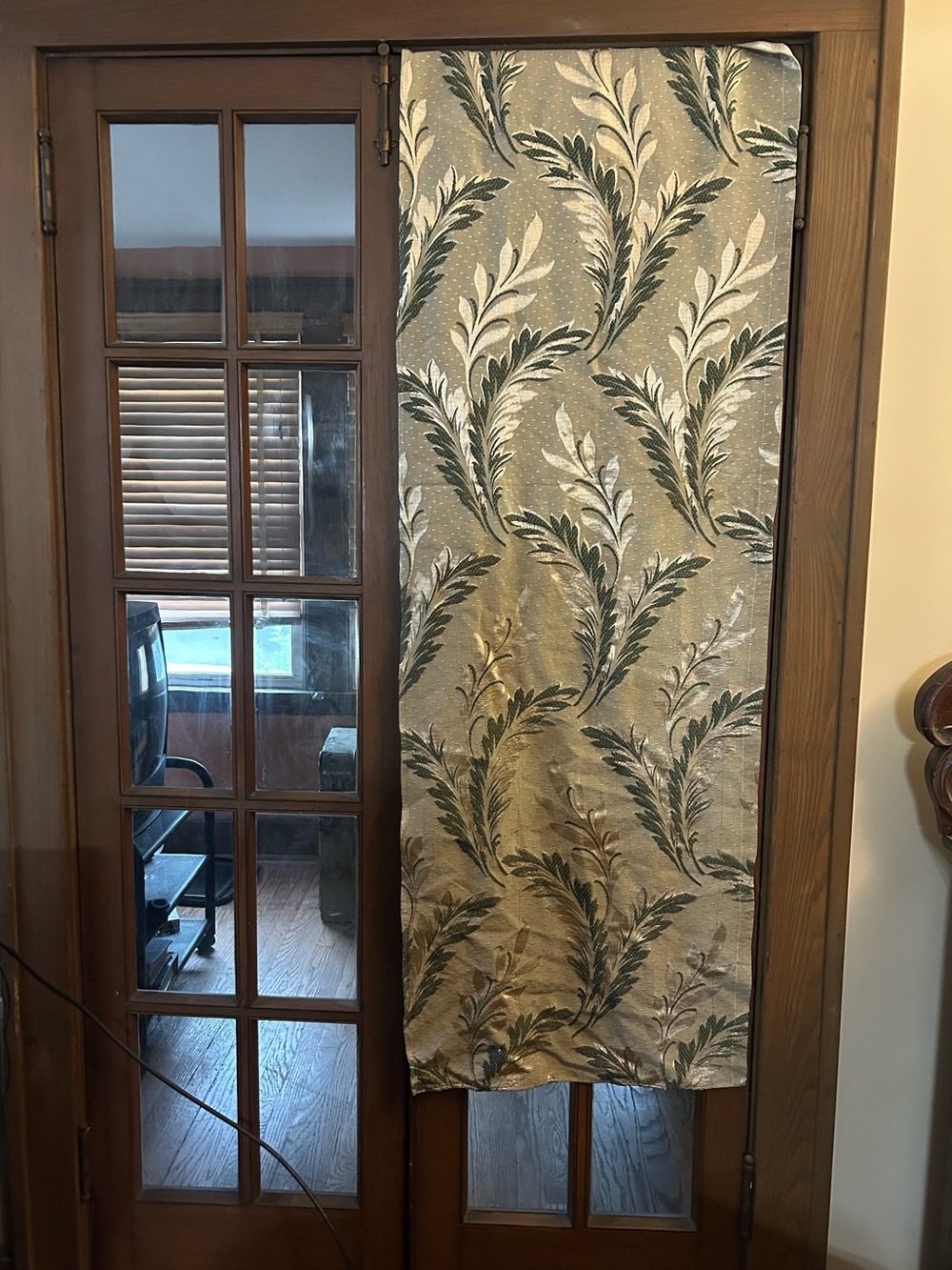 Pair of vintage brocade curtain panels